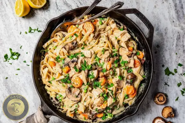 فتوچینی ایتالیایی با قارچ و سبزیجات