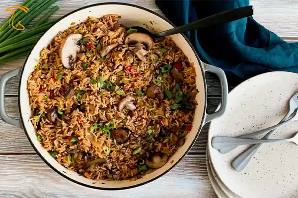 آموزش آشپزی با قارچ - ویدیوی طرز تهیه پلو قارچ - غذای گیاهی
