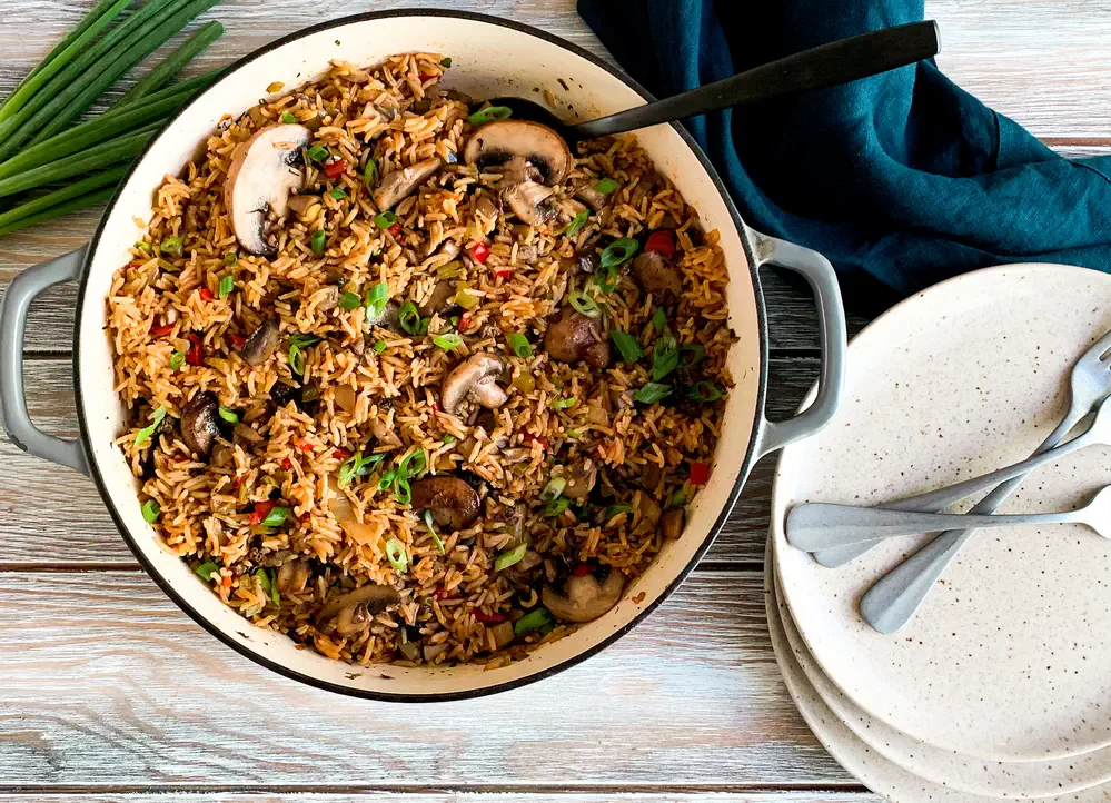آموزش آشپزی با قارچ - ویدیوی طرز تهیه پلو قارچ - غذای گیاهی