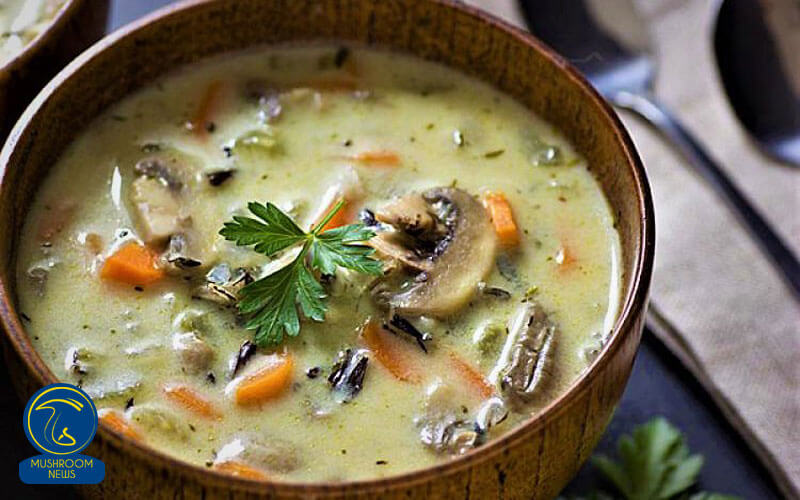 آموزش آشپزی با قارچ - دستور پخت سوپ قارچ و هویج با سس شیر