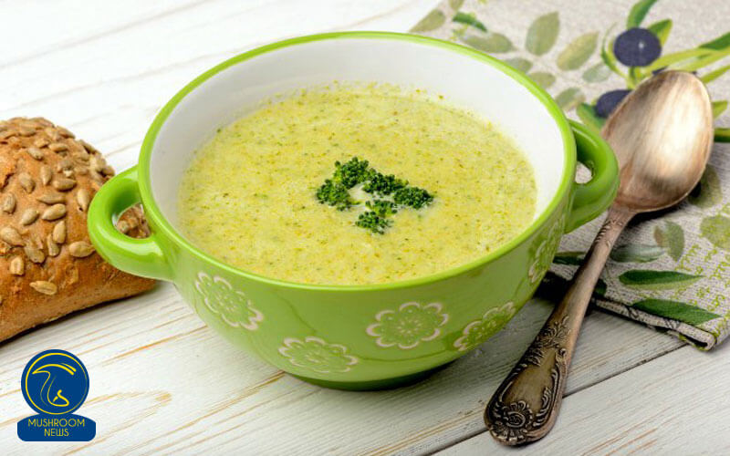 آموزش آشپزی با قارچ - طرز تهیه سوپ کلم بروکلی خامه ای با قارچ
