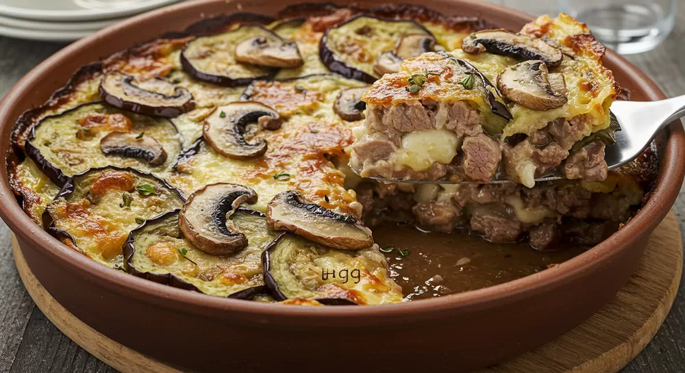 طرز تهیه گراتن گوشت و بادمجان و قارچ