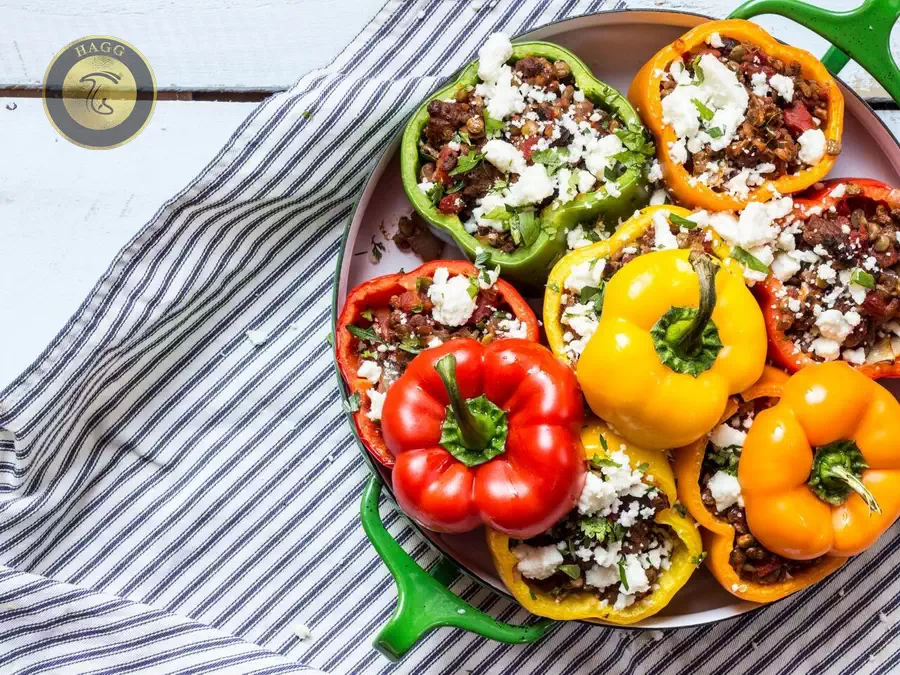 طرز تهیه دلمه فلفل یا فلفل دلمه شکم پر با قارچ و سبزیجات