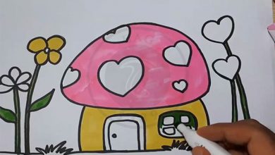 نقاشی خونه قارچی بامزه برای کودکان