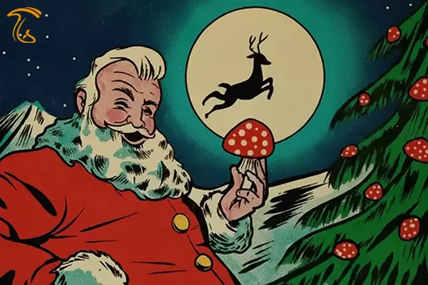 بابانوئل و درخت کریسمس و ... الهام گرفته شده از قارچ جادویی آمانیتا موسکاریا