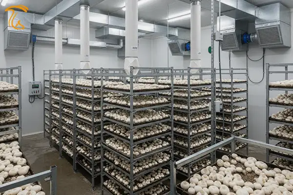 تهویه سالن پرورش قارچ دکمه ای و جریان هوا