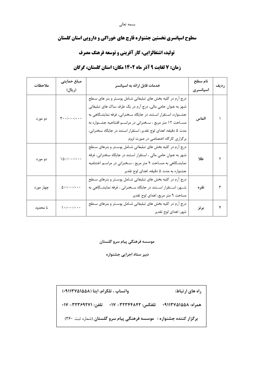 عکس مربوط به شرایط اسپانسرینگ در نخستین جشنواره قارچ های خوراکی و دارویی استان گلستان