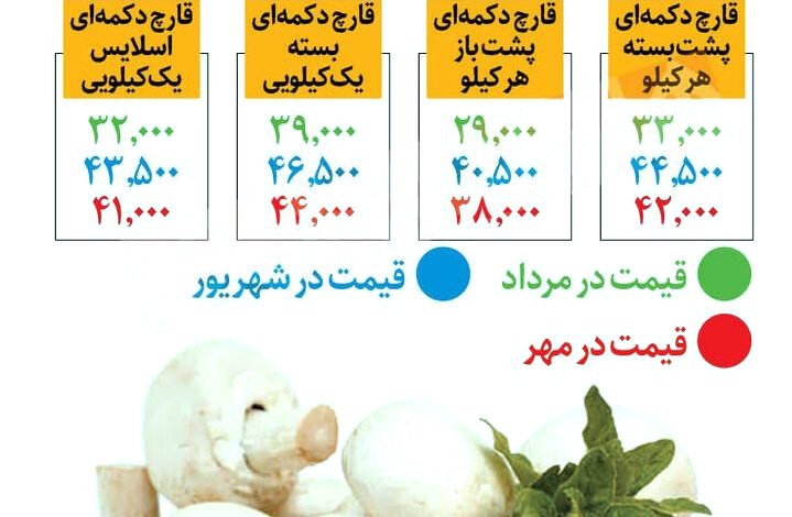 نرخنامه قیمت هر کیلو قارچ خوراکی
