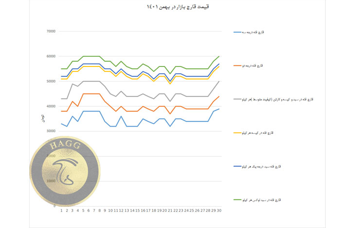 نمودار قیمت قارچ در بهمن ماه ۱۴۰۱