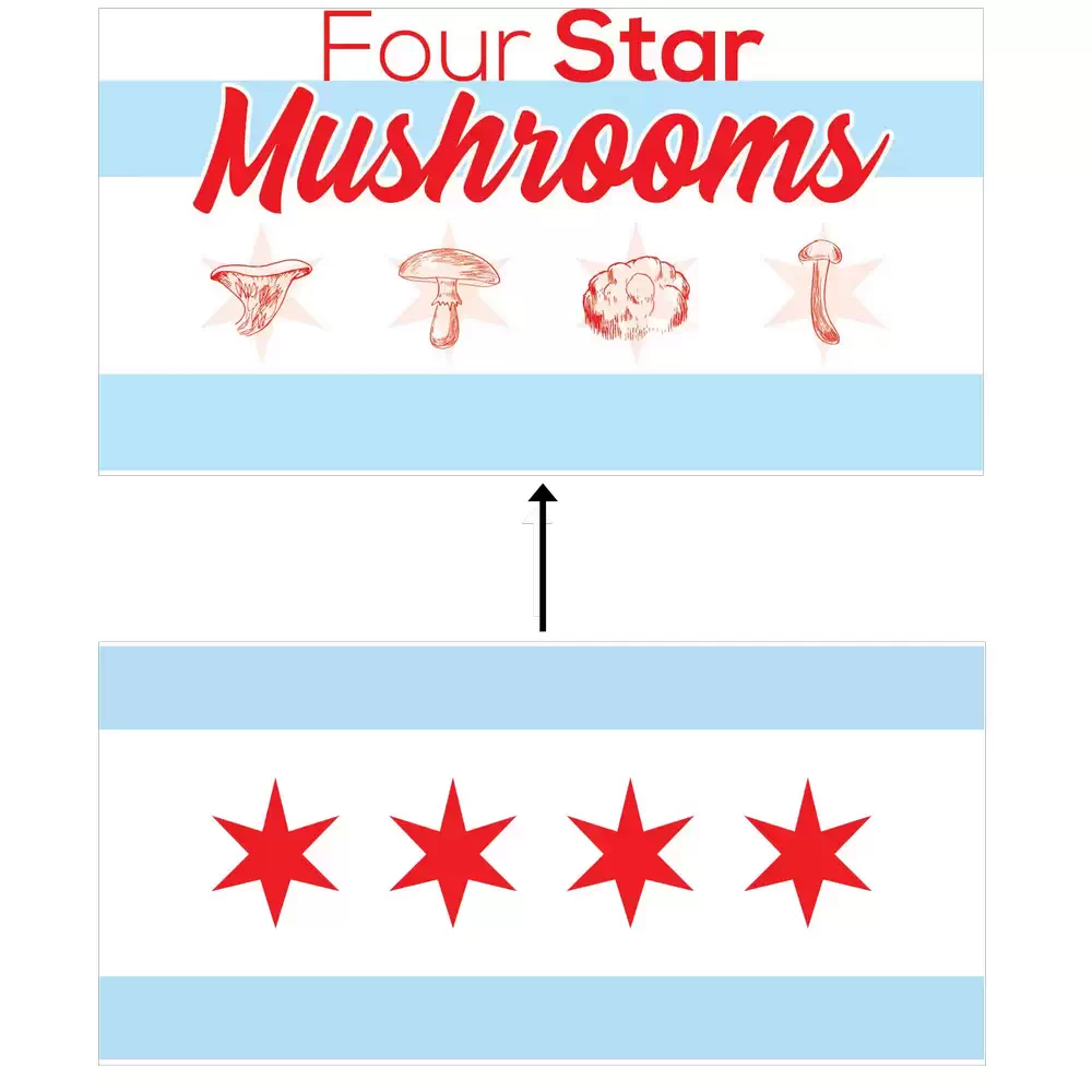 لوگوی شرکت Four Star Mashrooms برگرفته از پرچم شیکاگو