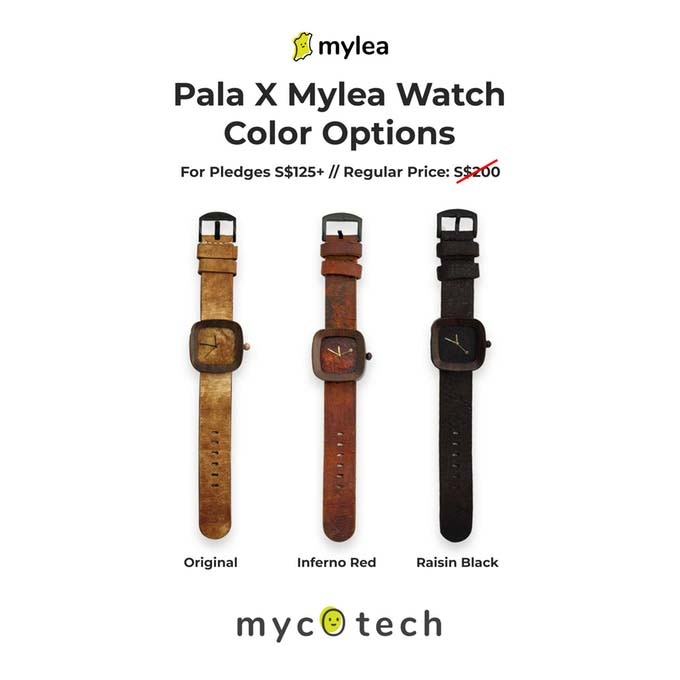 رنگ های مختلف ساعت pala-x-mylea ساخته شده از قارچ و چوب