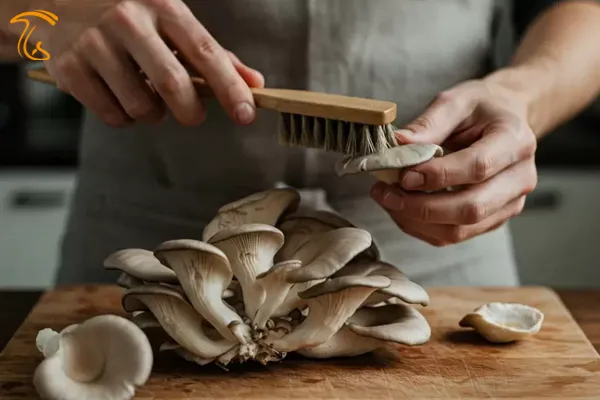 تمیز کردن قارچ صدفی با برس، فرچه یا مسواک بهترین راه برای پاک کردن کثیفی از لایه آبشش های قارچ است.