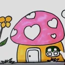 نقاشی خانه قارچی با ماژیک