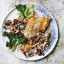 طرز تهیه خوراک ماهی اسنپر با قارچ (غذای دریایی از ترکیب ماهی سرخو و قارچ صدفی)